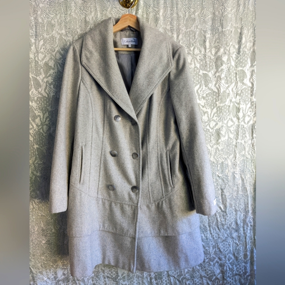 Calvin Klein Double-Breasted Wool Blend Coat